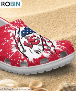 Kansas City Chiefs American Flag Pattern Printed Crocs Shoes, Chiefs Footwear