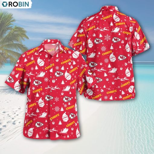 Kansas City Chiefs Christmas Pattern Button Shirt, Chiefs Team Gifts
