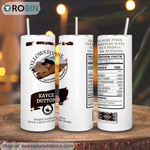 Kayce Dutton Nutrition Facts 3D Printed Skinny Tumbler, Yellowstone Dutton Ranch Tumblers