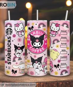 Kuromi Starbucks Coffee 3D Printed Skinny Tumbler, Hello Kitty Straight And Tapered Tumbler