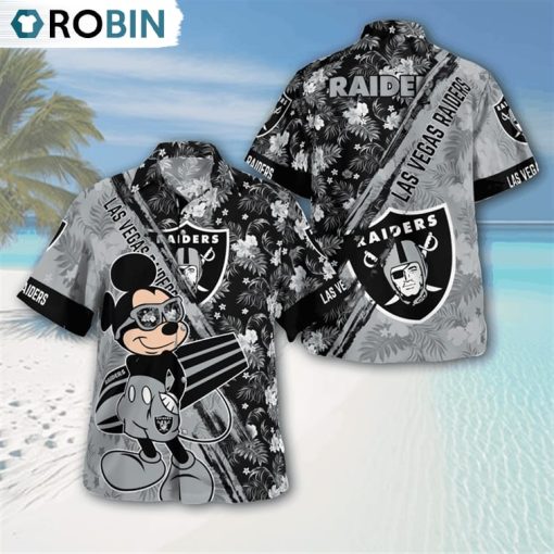 Las Vegas Raiders Mickey Mouse Floral Short Sleeve Hawaii Shirt, Las Vegas Raiders Apparel