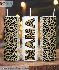 Leopard Mama Golden 3D Printed Skinny Tumbler