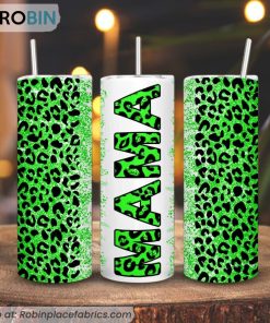 Leopard Mama Green 3D Printed Skinny Tumbler