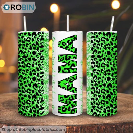 Leopard Mama Green 3D Printed Skinny Tumbler