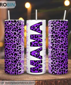 Leopard Mama Purple 3D Printed Skinny Tumbler