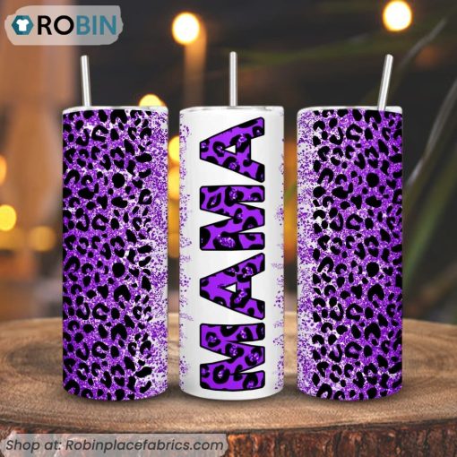 Leopard Mama Purple 3D Printed Skinny Tumbler