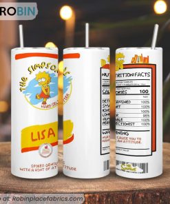 Lisa Simpson Nutrition Facts 3D Printed Skinny Tumbler, Simpson Family Straight And Tapered Tumbler Lisa Simpson Nutrition Facts 3D Printed Skinny Tumbler, Simpson Family Straight And Tapered Tumbler