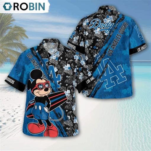 Los Angeles Dodgers Mickey Mouse Floral Short Sleeve Hawaii Shirt, Los Angeles Dodgers Apparel