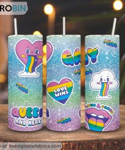 Love Wins 3D Printed Skinny Tumbler, Gay Pride Tumbler