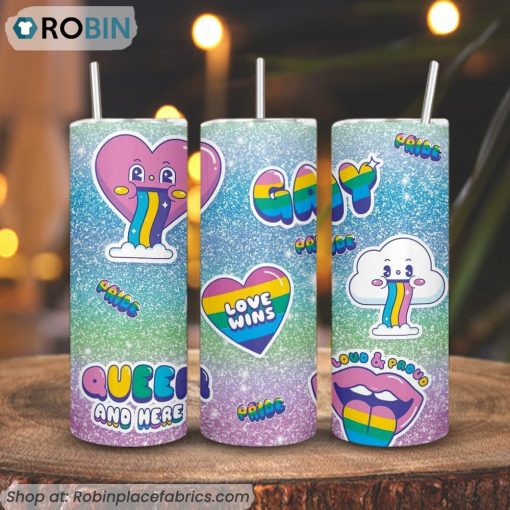 Love Wins 3D Printed Skinny Tumbler, Gay Pride Tumbler