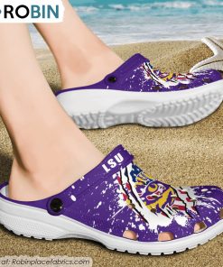 LSU Tigers American Flag Pattern Printed Crocs Shoes, LSU Tigers Team Gifts