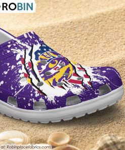 LSU Tigers American Flag Pattern Printed Crocs Shoes, LSU Tigers Team Gifts