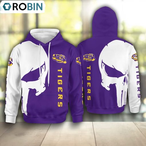 LSU Tigers Punisher Skull Hoodie and Zip Hoodie, LSU Tigers Team Gifts