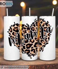 Mama Leopard Heart 3D Printed Skinny Tumbler, Mom Love Tumbler Mama Leopard Heart 3D Printed Skinny Tumbler, Mom Love Tumbler