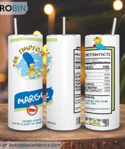 Marge Simpson Nutrition Facts 3D Printed Skinny Tumbler, The Simpsons Straight And Tapered Tumbler
