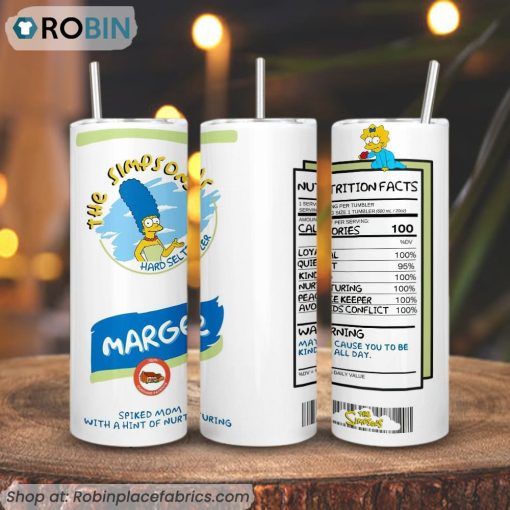 Marge Simpson Nutrition Facts 3D Printed Skinny Tumbler, The Simpsons Straight And Tapered Tumbler
