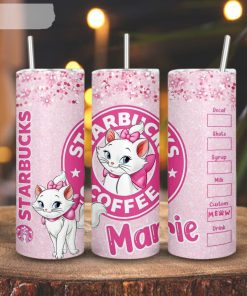 Marie Cat Starbucks Coffee 3D Printed Skinny Tumbler, The Aristocats Disney Straight And Tapered Tumbler