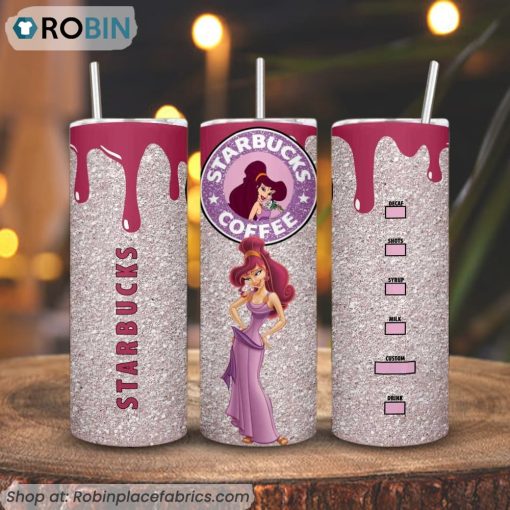 Megara Starbucks Coffee 3D Printed Skinny Tumbler, Disney Hercules Princess Tumbler