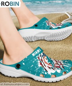 Miami Dolphins American Flag Pattern Printed Crocs Shoes, Miami Dolphins Gifts