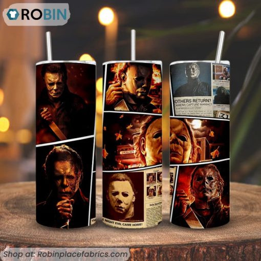 Michael Myers Killer 3D Printed Skinny Tumbler, Halloween Movie Series Tumbler