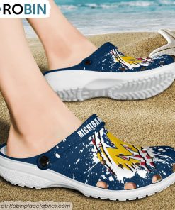 Michigan Wolverines American Flag Pattern Printed Crocs Shoes, Wolverines Shoes