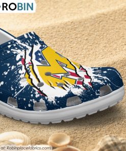 Michigan Wolverines American Flag Pattern Printed Crocs Shoes, Wolverines Shoes