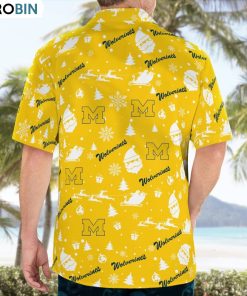Michigan Wolverines Christmas Pattern Button Shirt – Gold, Michigan Wolverines Fan Shirt