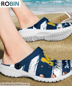 Michigan Wolverines Ink Splash Crocs Shoes, Wolverines Footwear