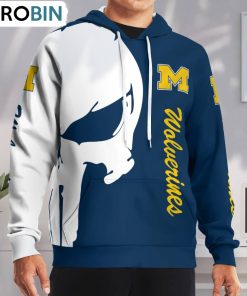 Michigan Wolverines Punisher Skull Hoodie and Zip Hoodie, Michigan Wolverines Fan Shirt for Sale
