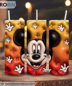 Mickey Head 3D Puff 3D Printed Skinny Tumbler, Disney Mouse Tumbler