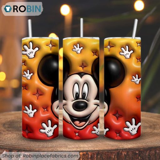Mickey Head 3D Puff 3D Printed Skinny Tumbler, Disney Mouse Tumbler