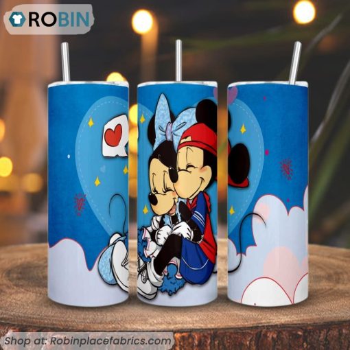 Mickey Love Minne Valetine 3D Printed Skinny Tumbler, Mickey Valentine Tumbler