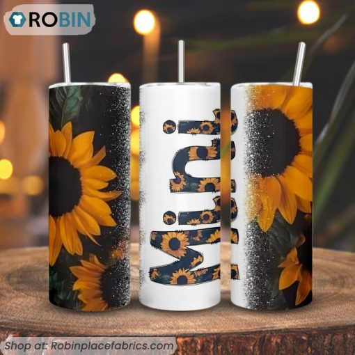 Mini Sunflowers 3D Printed Skinny Tumbler, Mom Life Straight And Tapered Tumbler