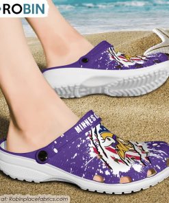 Minnesota Vikings American Flag Pattern Printed Crocs Shoes, Minnesota Vikings Merch Minnesota Vikings American Flag Pattern Printed Crocs Shoes, Minnesota Vikings Merch