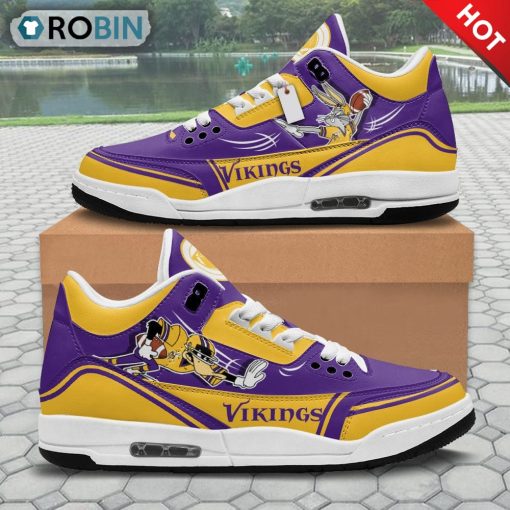 Minnesota Vikings Bugs Bunny Custom Jordan 3 Sneakers