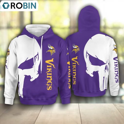 Minnesota Vikings Punisher Skull Hoodie and Zip Hoodie, Vikings Merchandise