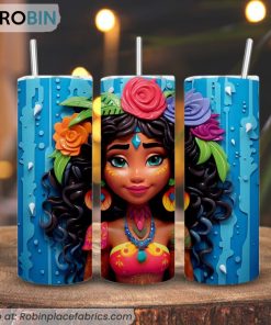 Moana 3D Colorful 3D Printed Skinny Tumbler, Disney Princess Tumbler