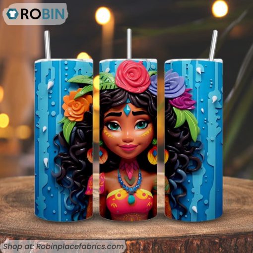 Moana 3D Colorful 3D Printed Skinny Tumbler, Disney Princess Tumbler