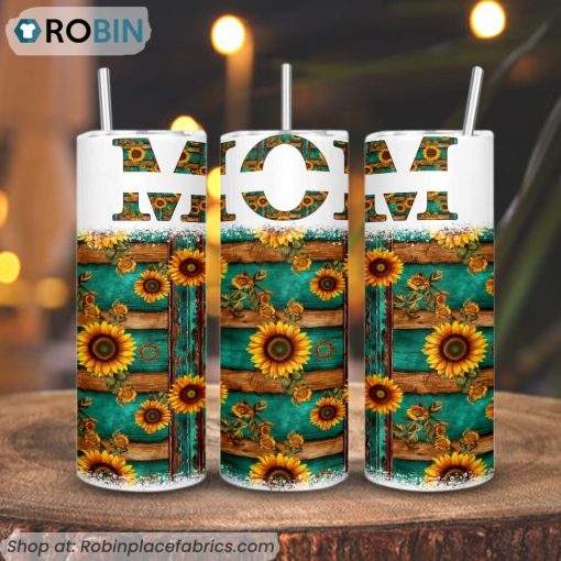 Mom Sunflower 3D Printed Skinny Tumbler, Mother’s Day Tumbler