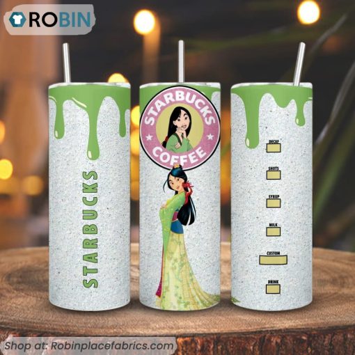 Mulan Starbucks Coffee 3D Printed Skinny Tumbler, Disney Princess Tumbler