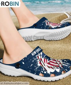 New England Patriots American Flag Pattern Printed Crocs Shoes, New England Patriots Gear