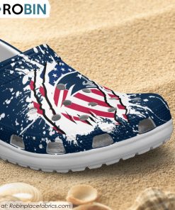 New England Patriots American Flag Pattern Printed Crocs Shoes, New England Patriots Gear