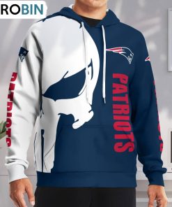 New England Patriots Punisher Skull Hoodie and Zip Hoodie, Patriots Merch