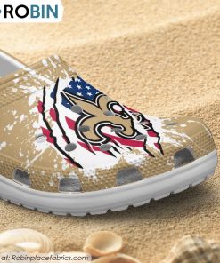 New Orleans Saints American Flag Pattern Printed Crocs Shoes, New Orleans Saints Team Gifts