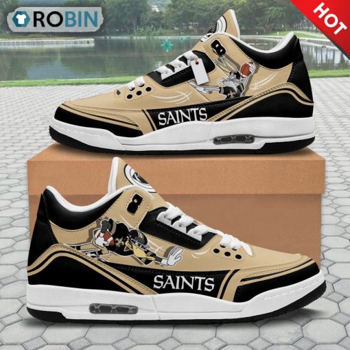 New Orleans Saints Bugs Bunny Custom Jordan 3 Sneakers