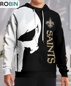 New Orleans Saints Punisher Skull Hoodie and Zip Hoodie, New Orleans Saints Gear