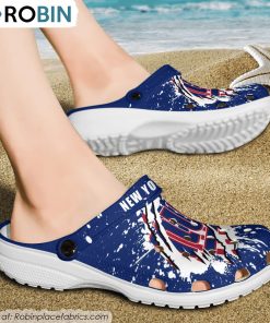 New York Giants American Flag Pattern Printed Crocs Shoes, Giants Team Gifts