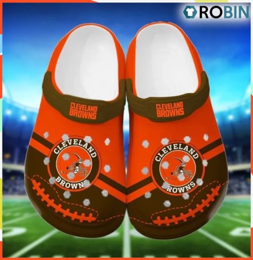 NFL Cleveland Browns Football Shoes Crocs Comfortable For Men Women