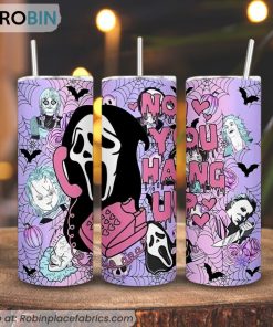 No You Hang Up Ghostface Calling 3D Printed Skinny Tumbler, Horror Movie Tumbler