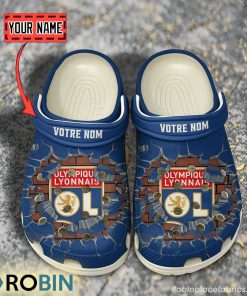 Olympique Lyonnais Break Cracked Hole Design Crocs Shoes